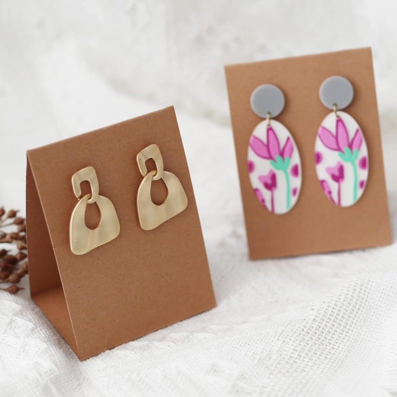 Temlum 50 Pcs Standing Earring Display Cards, Earring Cards for Selling Earring Holder Cards Packaging for Small Business Jewelry Supplies - Image 5